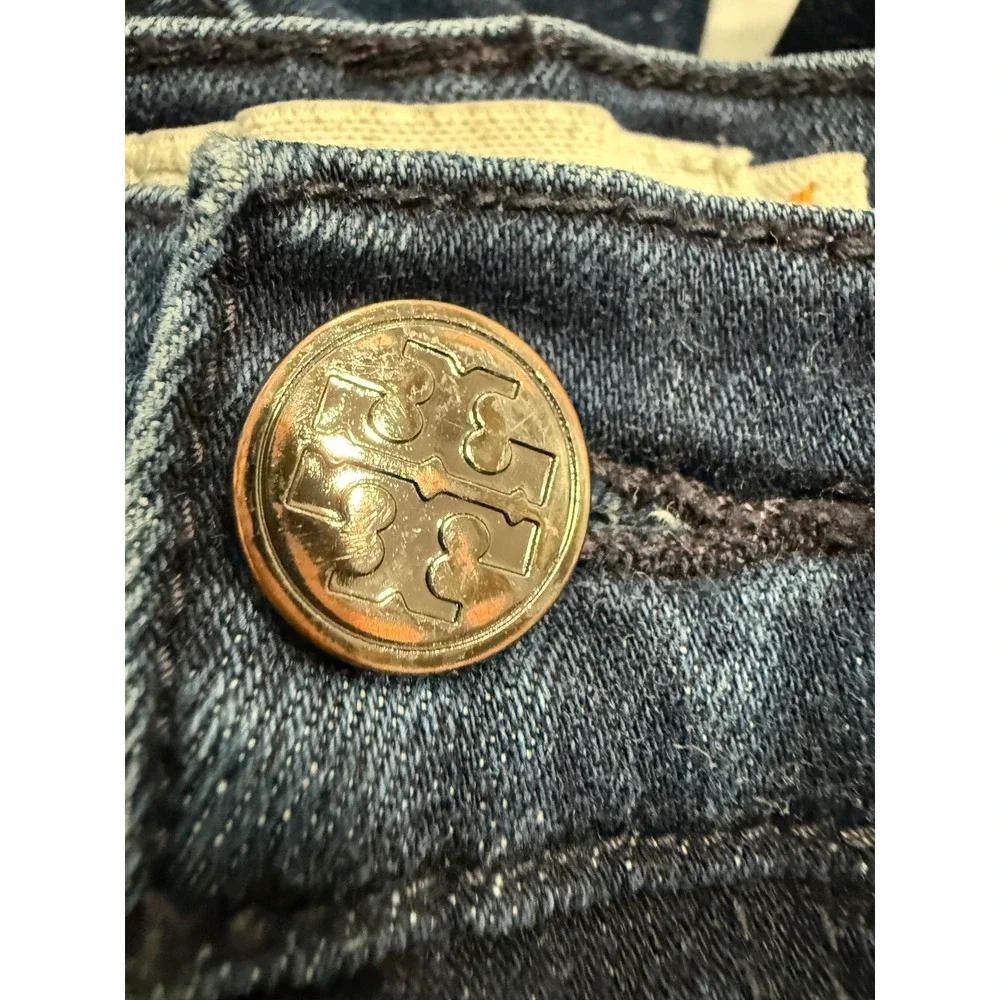 Tory Burch Super Skinny Jeans Dark Wash Indigo Logo Back Pockets Size‎ 27